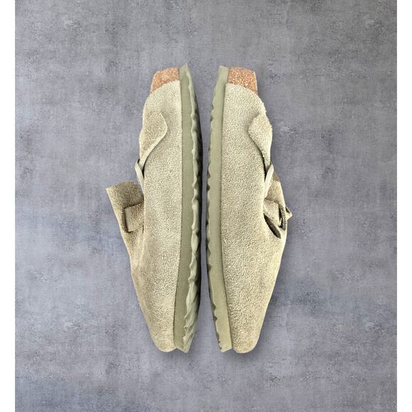 Birkenstock Boston Clog Suede Leather Faded Khaki Womens EU 39 US 8 - Picture 3 of 6